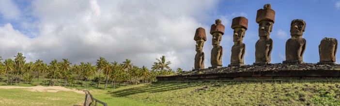 Moai on Anakena Beach on Easter Island Rapa Nui