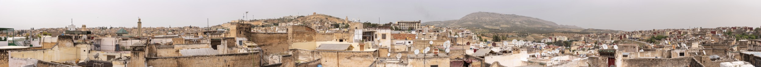 Scenic panoramic view of the medina of Fes, seen from the Marinid tombs, Morocco, Africa