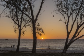 People enjoying the sunset on the beach, Lancelin, Western Australia, Australia, Oceania