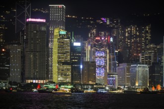 City panorama, night, Hong Kong Island, People's Republic of China