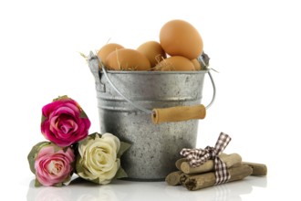 Sink bucket with brown easter eggs