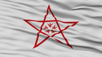 Closeup of Nagasaki Flag, Capital of Japan Prefecture, Waving in the Wind, High Resolution