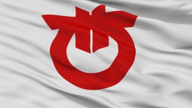 Okegawa City Flag, Country Japan, Saitama Prefecture, Closeup View, 3D Rendering