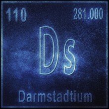 Darmstadtium chemical element, Sign with atomic number and atomic weight, Periodic Table Element
