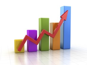 Colorful Business Chart, This is a 3d Rendered Computer Generated Image. Isolated on White