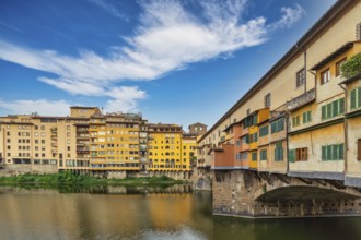 Florence Italy, city skyline at Ponte Vecchio Bridge and Arno River, Tuscany Italy