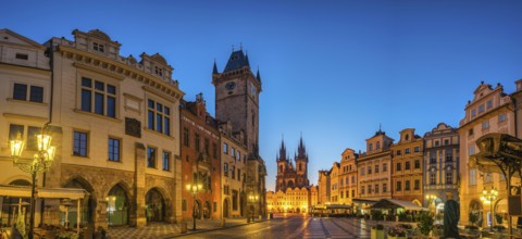 Prague Czechia Czech Republic, panorama city skyline sunrise at Prague old town square