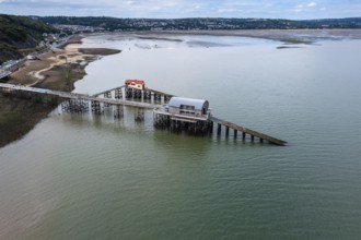 A view of the historic piers on the Mumbles Headland in Swansea Bay