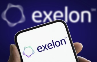 exelon logo is displayed on smartphone.Exelon Corporation is a public utility company