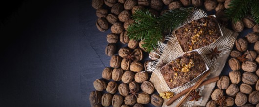 Delicious apple chocolate cake with hazelnuts
