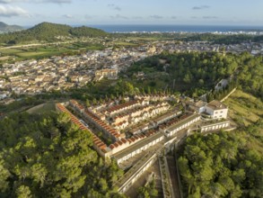 Aerial view, Spain, Balearic Islands, Mallortca, Arta, Son Servera, Cementeri Municipal de Son