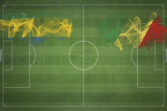 Gabon vs Congo Soccer Match, national colors, national flags, soccer field, football game,
