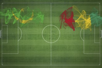 Mauritania vs Guinea Soccer Match, national colors, national flags, soccer field, football game,
