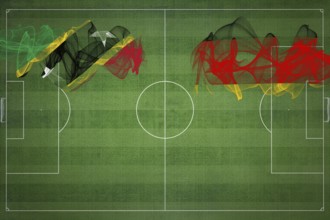 Saint Kitts and Nevis vs Germany Soccer Match, national colors, national flags, soccer field,