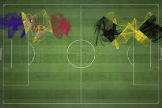 Andorra vs Jamaica Soccer Match, national colors, national flags, soccer field, football game,