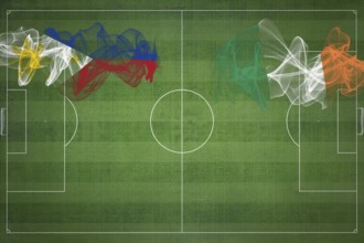 Philippines vs Ireland Soccer Match, national colors, national flags, soccer field, football game,