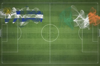 Uruguay vs Ireland Soccer Match, national colors, national flags, soccer field, football game,