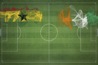 Ghana vs Ivory Coast Soccer Match, national colors, national flags, soccer field, football game,