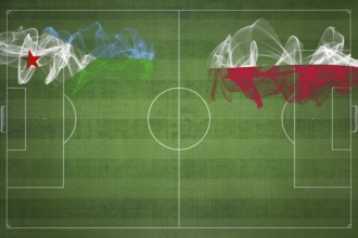 Djibouti vs Poland Soccer Match, national colors, national flags, soccer field, football game,