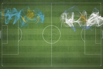 Kazakhstan vs Argentina Soccer Match, national colors, national flags, soccer field, football game,