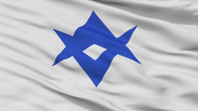 Toyota City Flag, Country Japan, Aichi Prefecture, Closeup View, 3D Rendering