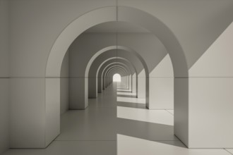 An typical archway centered with light from right 3D illustration
