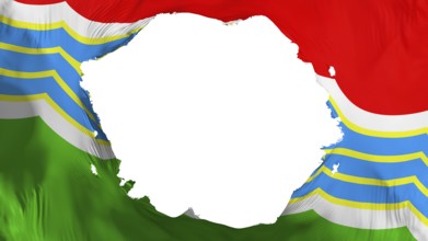 Broken Tiraspol city, capital of the Republic of Moldova flag, white background, 3d rendering