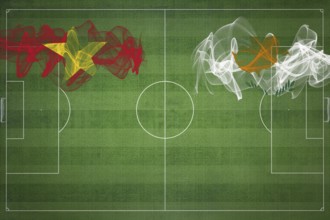 Vietnam vs Cyprus Soccer Match, national colors, national flags, soccer field, football game,