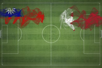 Taiwan vs Bahrain Soccer Match, national colors, national flags, soccer field, football game,