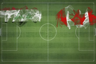 Iraq vs Canada Soccer Match, national colors, national flags, soccer field, football game,