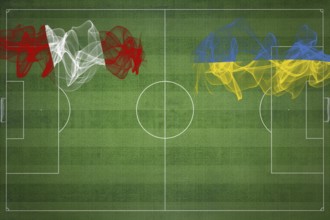Peru vs Ukraine Soccer Match, national colors, national flags, soccer field, football game,
