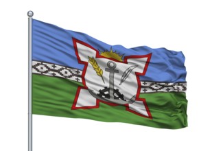 Bahia Blanca City Flag On Flagpole, Country Argentina, Isolated On White Background, 3D Rendering