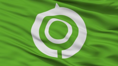 Hyuga City Flag, Country Japan, Hyuga Prefecture, Closeup View
