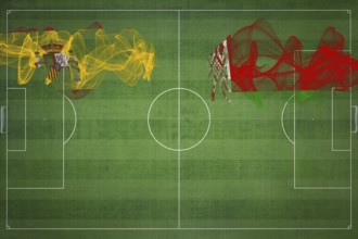Spain vs Belarus Soccer Match, national colors, national flags, soccer field, football game,