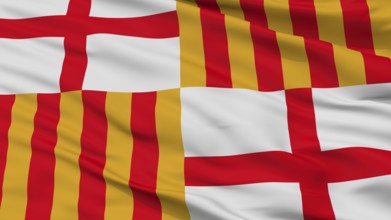 Barcelona City Flag, Country Spain, Closeup View, 3D Rendering