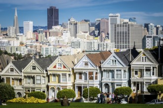San Francisco, California, United States, November 2013: View on the Painted Ladies Victorian