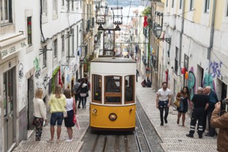 10.06.2018, Lisbon, Portugal, Europe, Tramway Ascensor da Bica also known as Bica Funicular in the