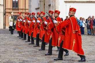 The Changing of the Guard Ceremony at St. Mark Square in Zagreb, Croatia, Europe