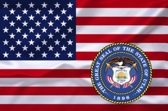 The flag of the USA with the coat of arms of, Studio