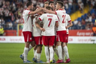 CHORZOW, POLAND - JUNE 6, 2025: Friendly match Poland - Moldova. Joy after scoring goal team of