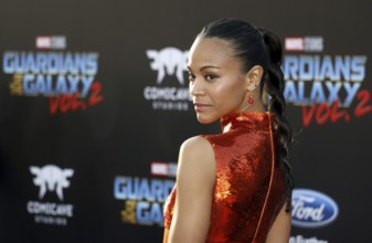 Zoe Saldana at the Los Angeles premiere of 'Guardians Of The Galaxy Vol. 2' held at the Dolby