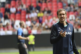 Head coach Julian Schuster (SC Freiburg) at the start of training Football Bundesliga club SC