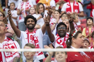 WARSAW, POLAND - JUNE 16, 2023: Friendly football match Poland vs Germany 1:0. Supporters of Poland