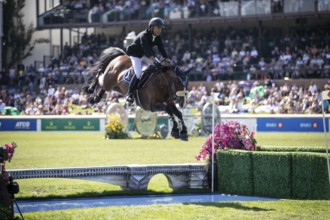 Sameh El Dahabn of Great Britain and riding WKD Toronto compete in the first round of the 1.60m