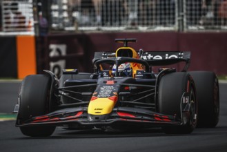 Max Verstappen of the Netherlands drives the Oracle Red Bull Racing RB21 during qualifying in the