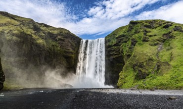 Skogafoss waterfall in southern Iceland during a summer day