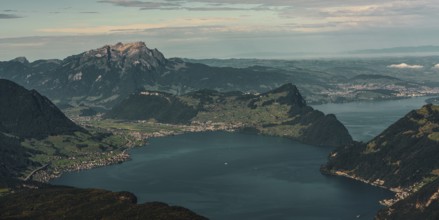 Panoramic view from Fronalpstock on Lake Lucerne in Switzerland