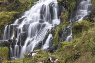 Bride's Veil Falls, waterfall above Bearreaig Bay, east coast, Isle of Skye, Inner Hebrides,