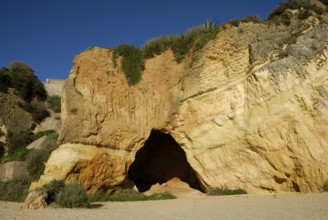 Rock cave at Praia da Rocha, Portimao, Algarve, Portugal, Europe