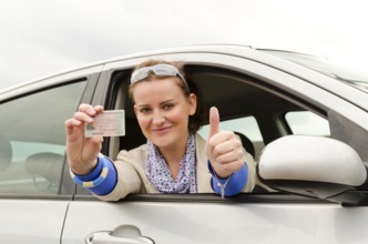 Woman with driving licence